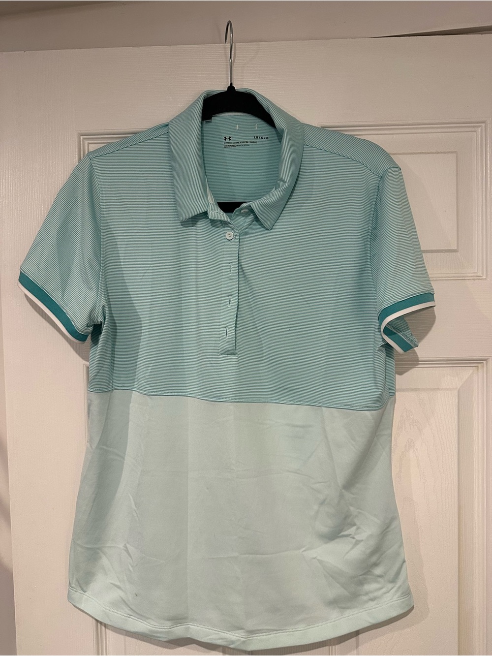Under Armour Women's Light Aqua Two-Tone Short Sleeve Polo
